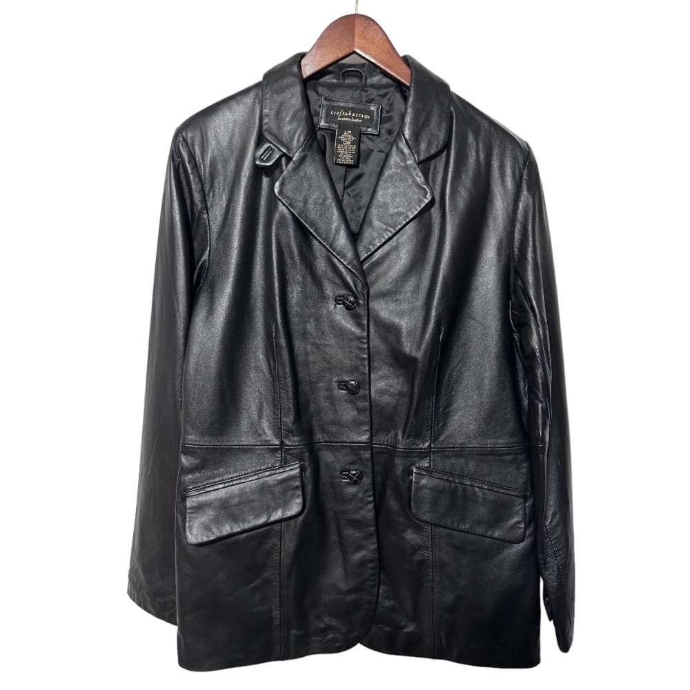 Vintage Lambskin Leather Blazer Jacket